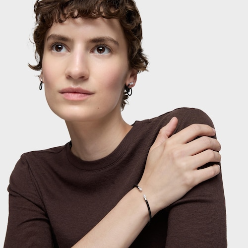 Pulsera esclava de platino, acero negro y diamantes creados en laboratorio TOUS Mesh LGD