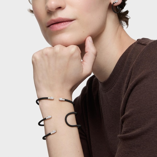 Pulsera esclava de platino, acero negro y diamantes creados en laboratorio TOUS Mesh LGD