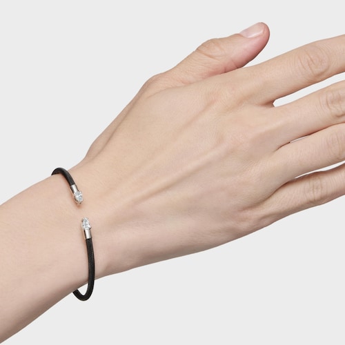 Pulsera esclava de platino, acero negro y diamantes creados en laboratorio TOUS Mesh LGD