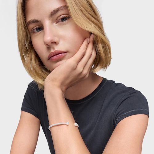 Pulsera esclava de plata y perla cultivada Icon Mesh