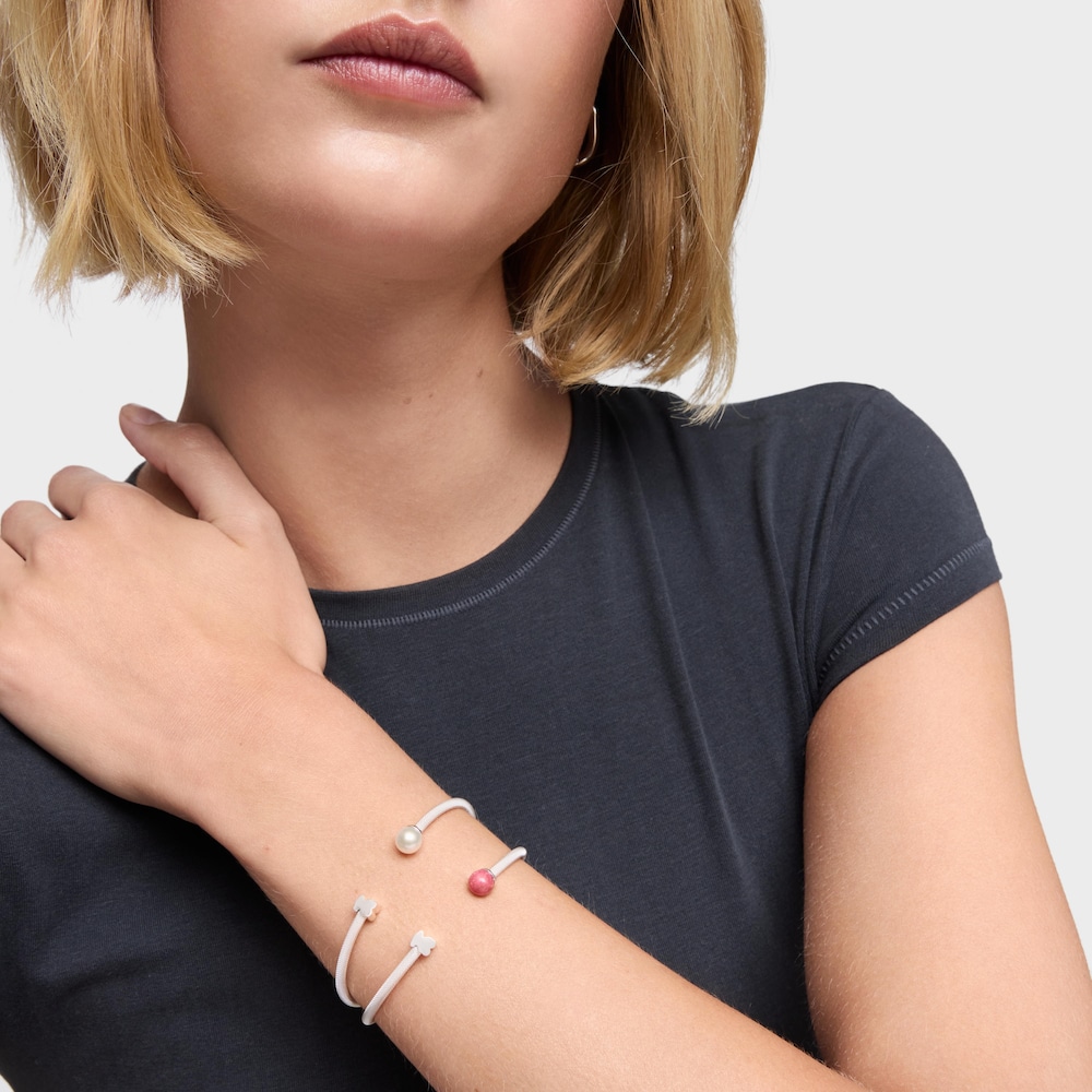 Pulsera esclava de plata y perla cultivada Icon Mesh