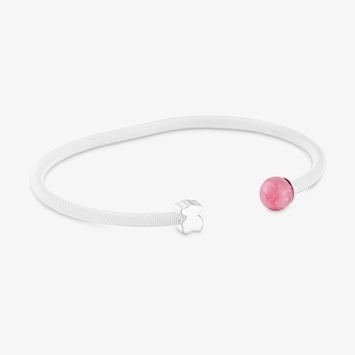 Pulsera esclava de plata y rodonita Icon Mesh