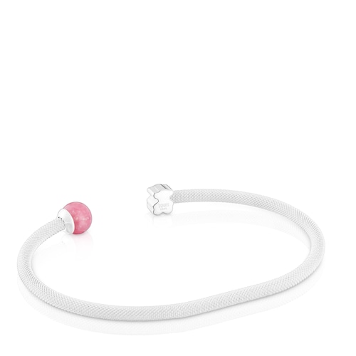 Pulsera esclava de plata y rodonita Icon Mesh