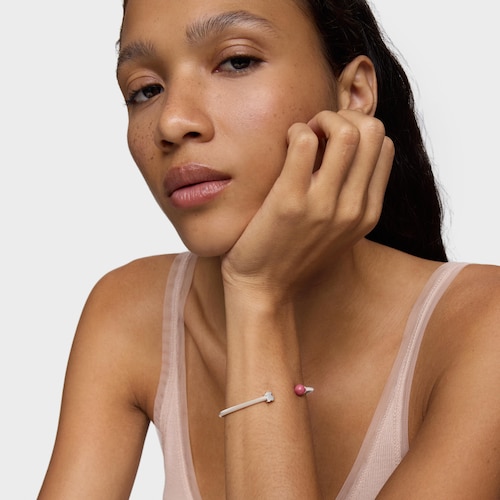 Pulsera esclava de plata y rodonita Icon Mesh