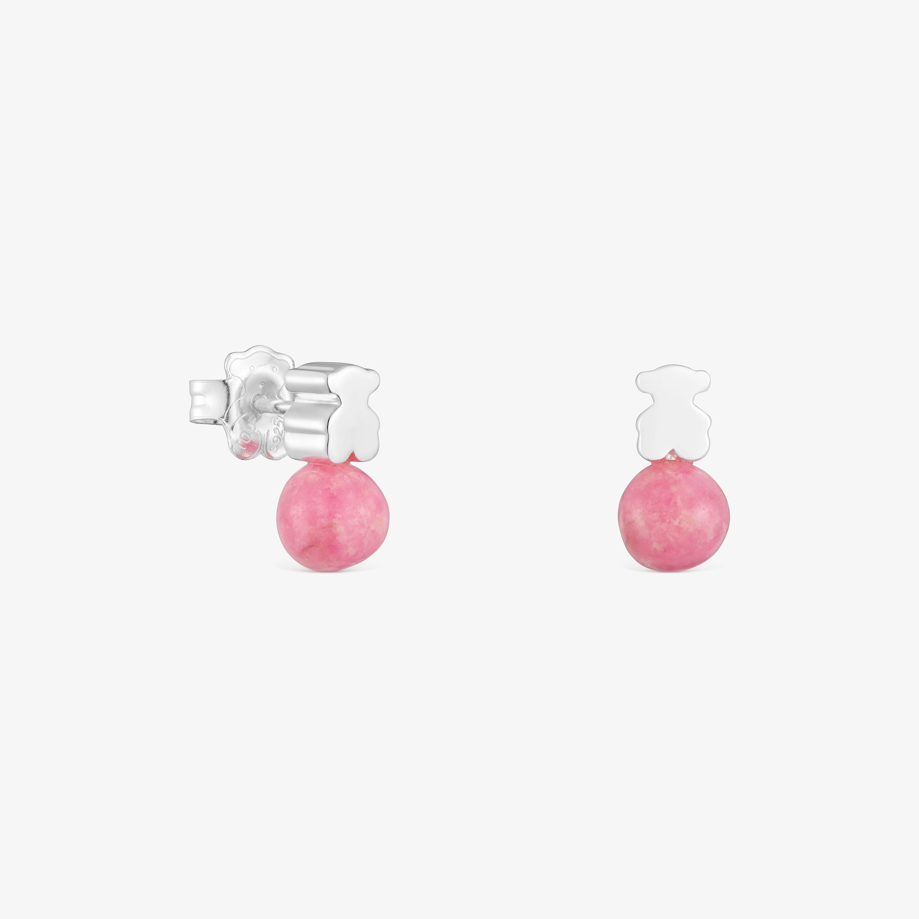 Silver Earrings with rhodonite Icon Mesh