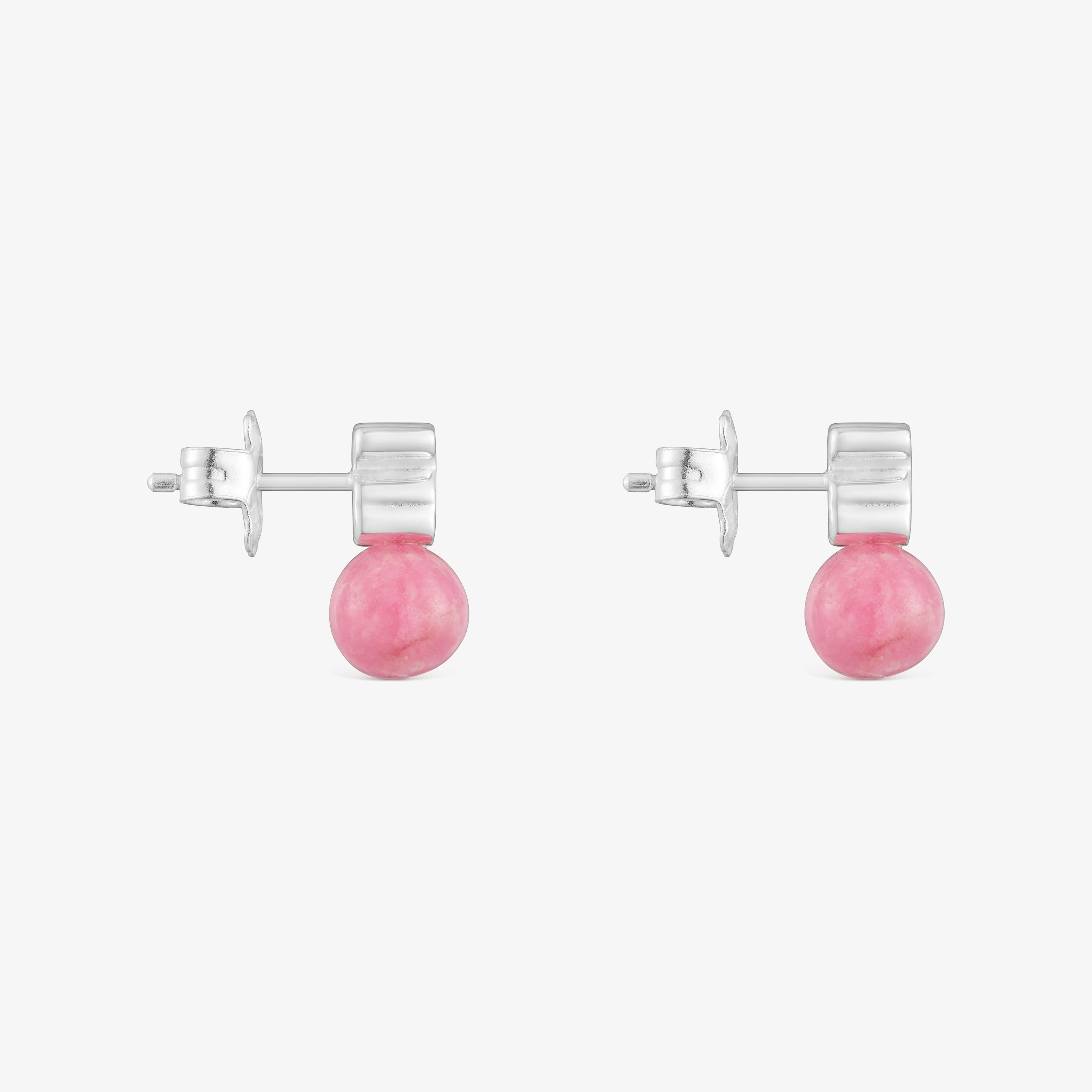 Silver Earrings with rhodonite Icon Mesh