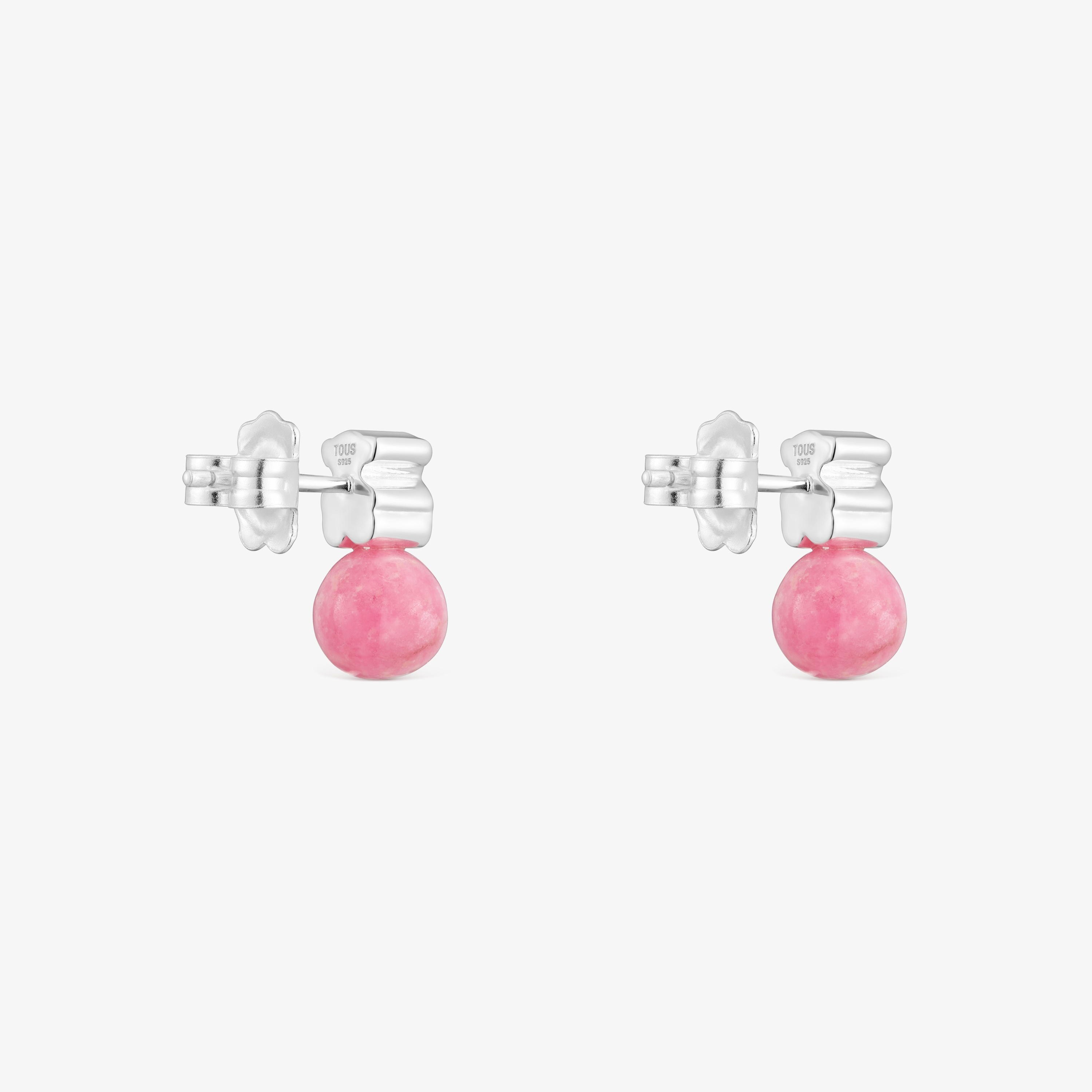 Silver Earrings with rhodonite Icon Mesh