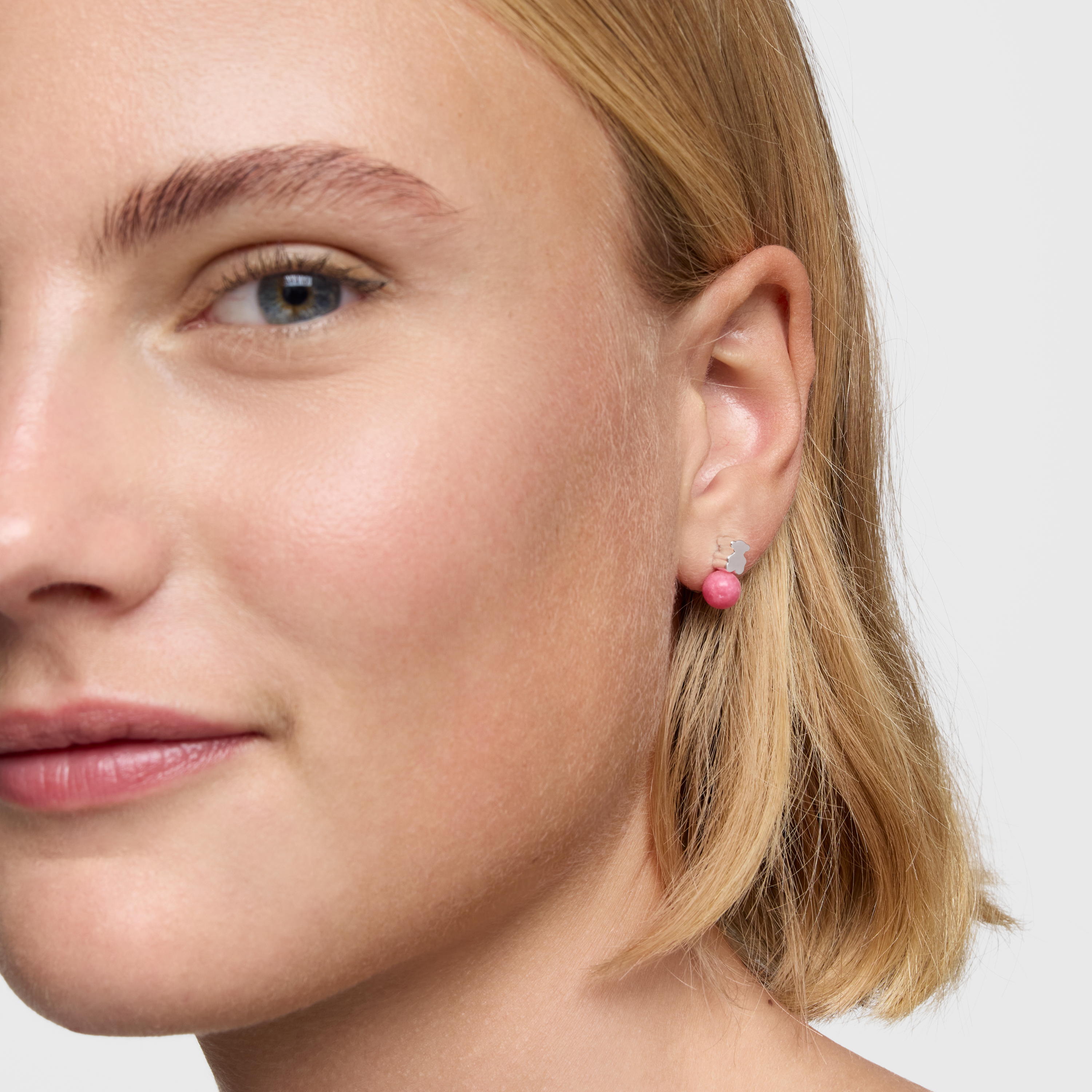 Silver Earrings with rhodonite Icon Mesh