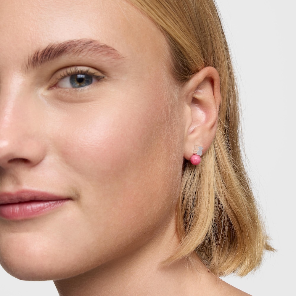 Boucles d&rsquo;oreilles en argent et rhodolite Icon Mesh