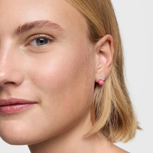 Silver Earrings with rhodonite Icon Mesh