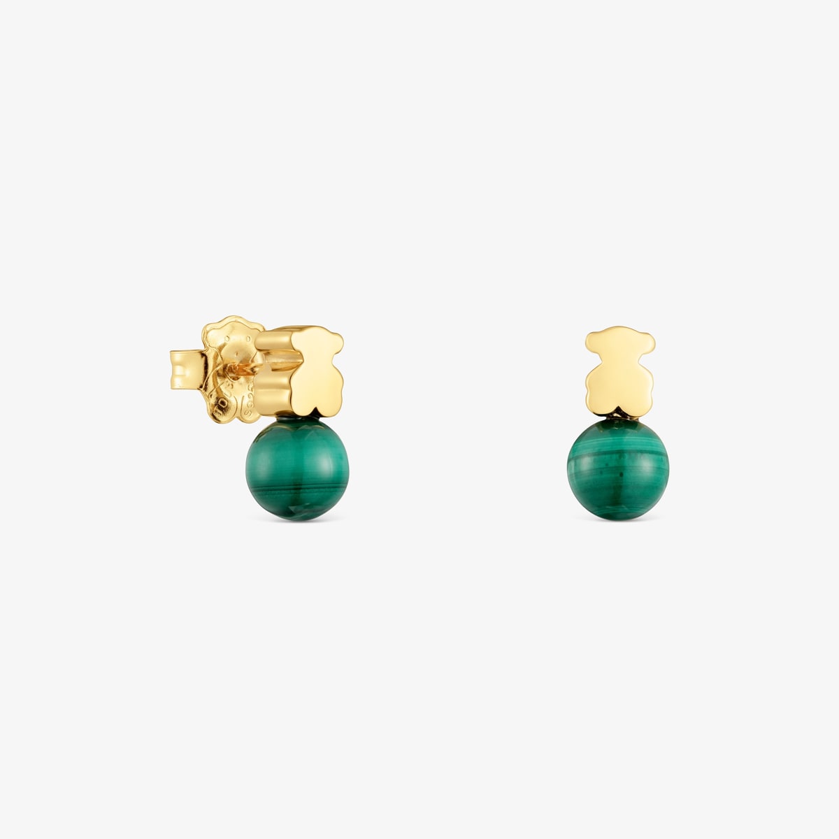 Tous - Pendientes Con Baño De Oro 18 Kt Sobre Plata Y Malaquita Icon Mesh - Verde