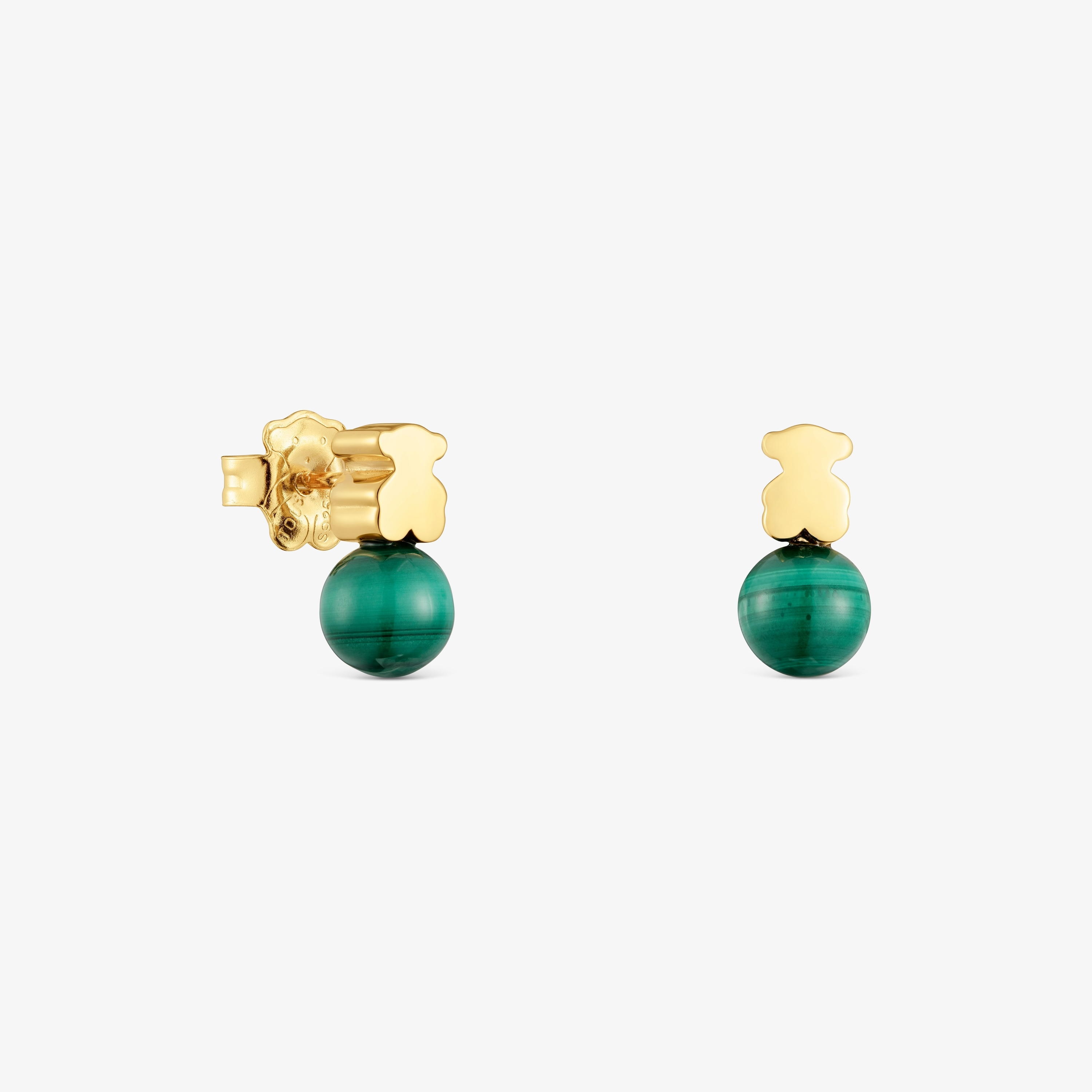 Earrings with 18K gold vermeil and malachite Icon Mesh