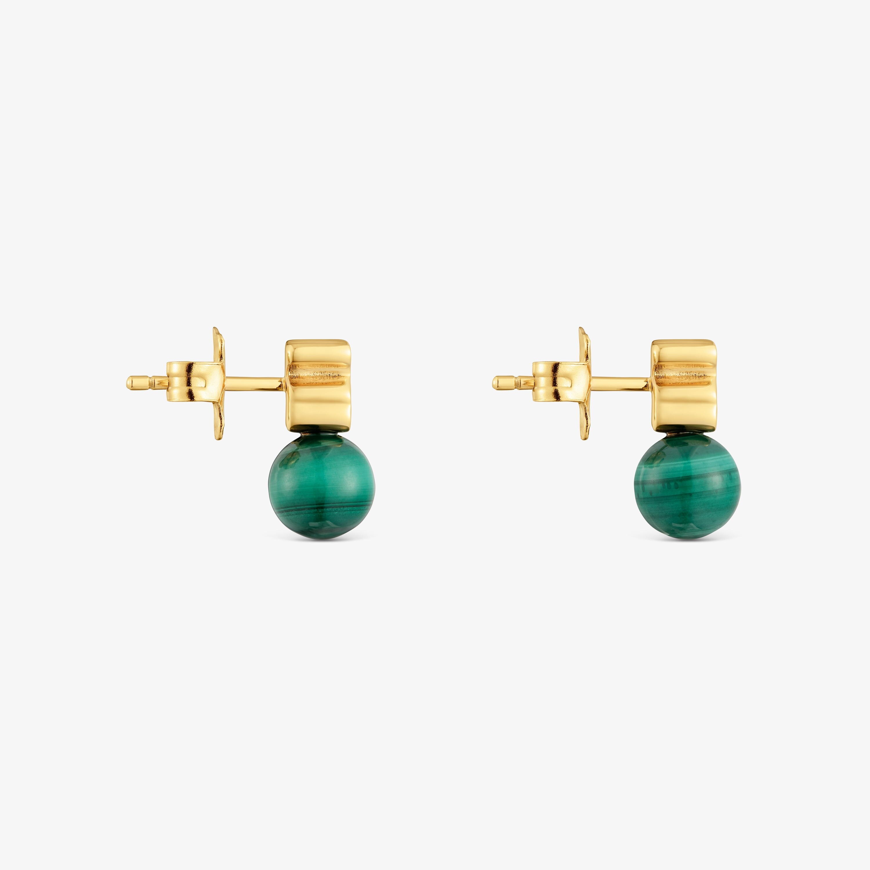 Earrings with 18K gold vermeil and malachite Icon Mesh