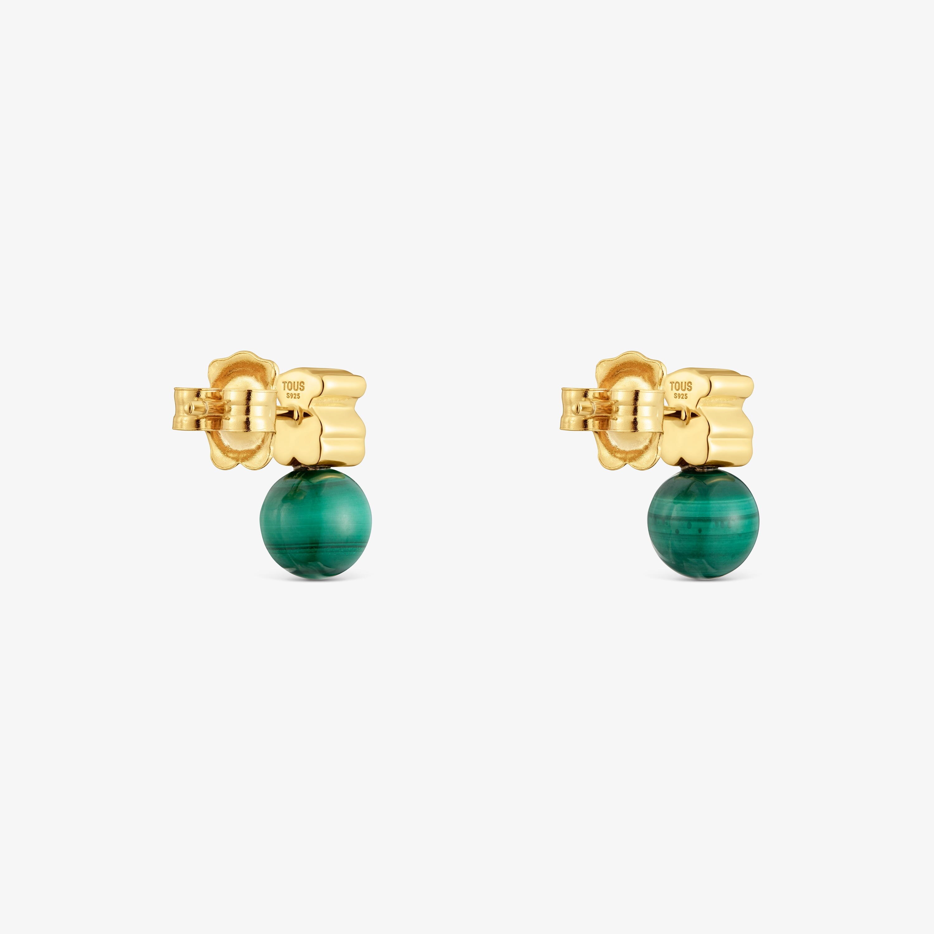 Earrings with 18K gold vermeil and malachite Icon Mesh