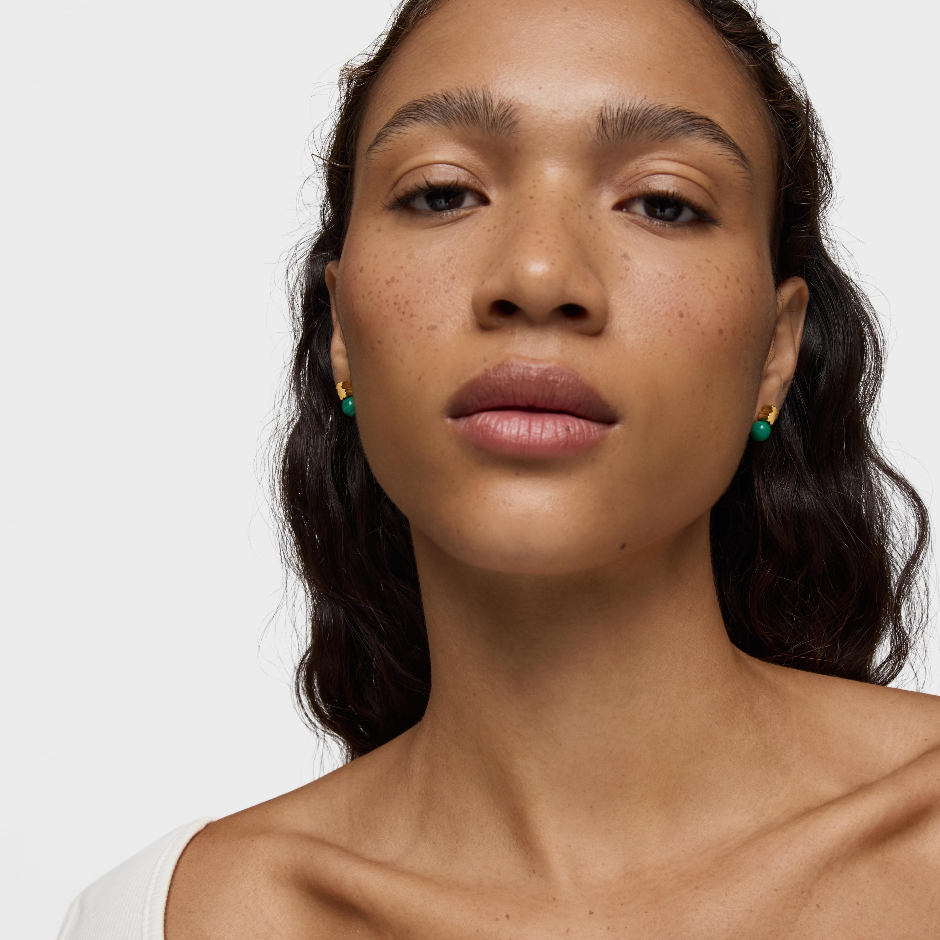 Earrings with 18K gold vermeil and malachite Icon Mesh