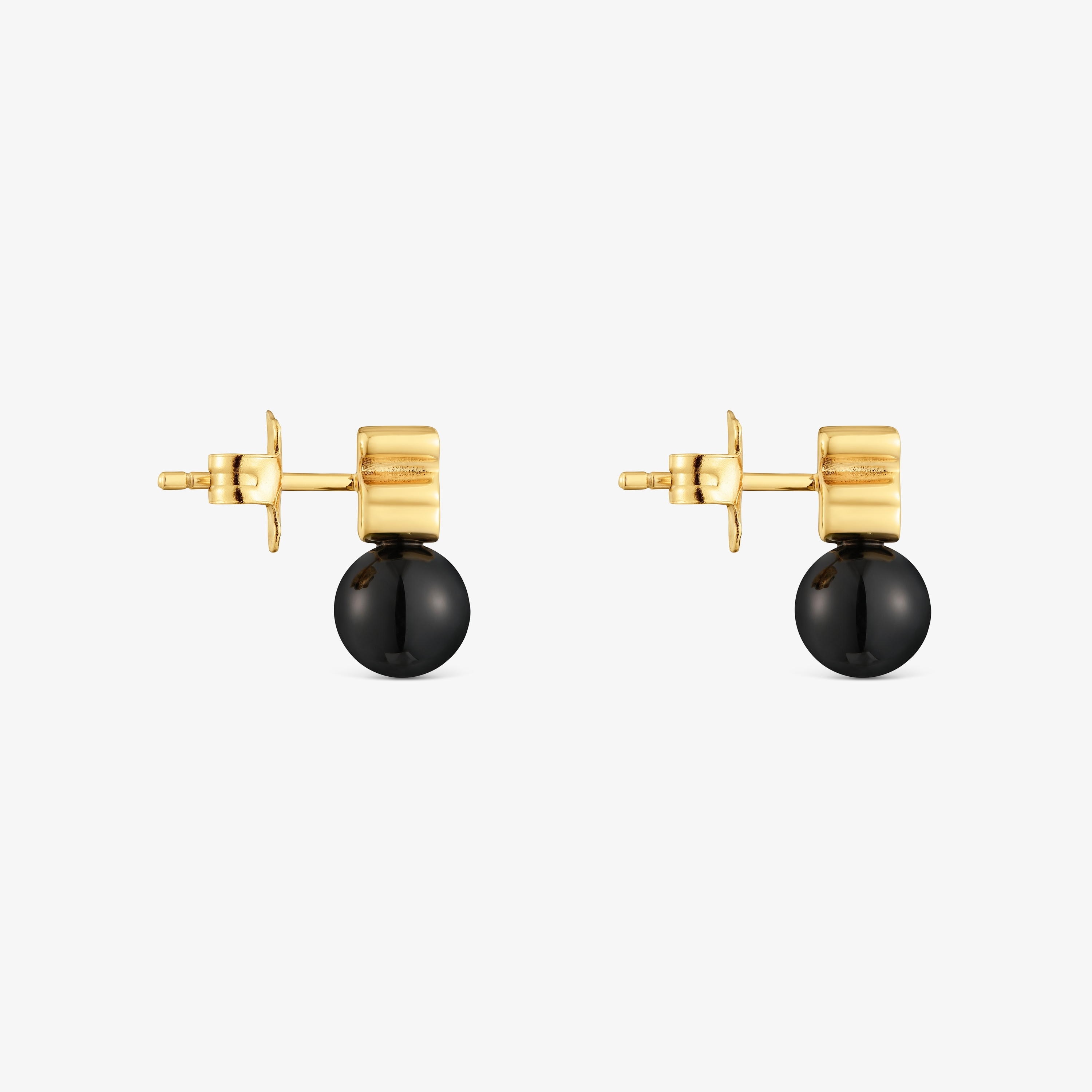 Earrings with 18K gold vermeil and onyx Icon Mesh | TOUS