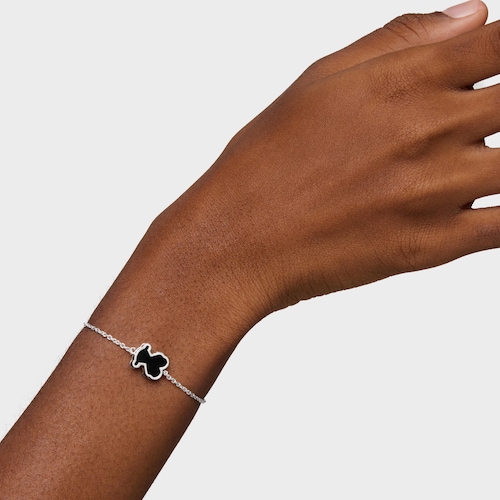 Pulsera de plata y metacrilato negro Galaxy