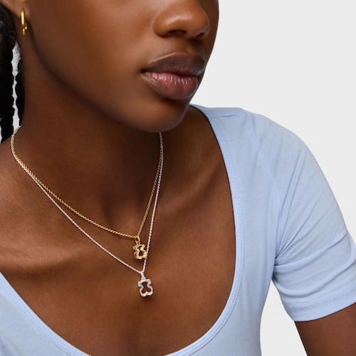 Colgante con baño de oro 18 kt sobre plata y metacrilato blanco Galaxy