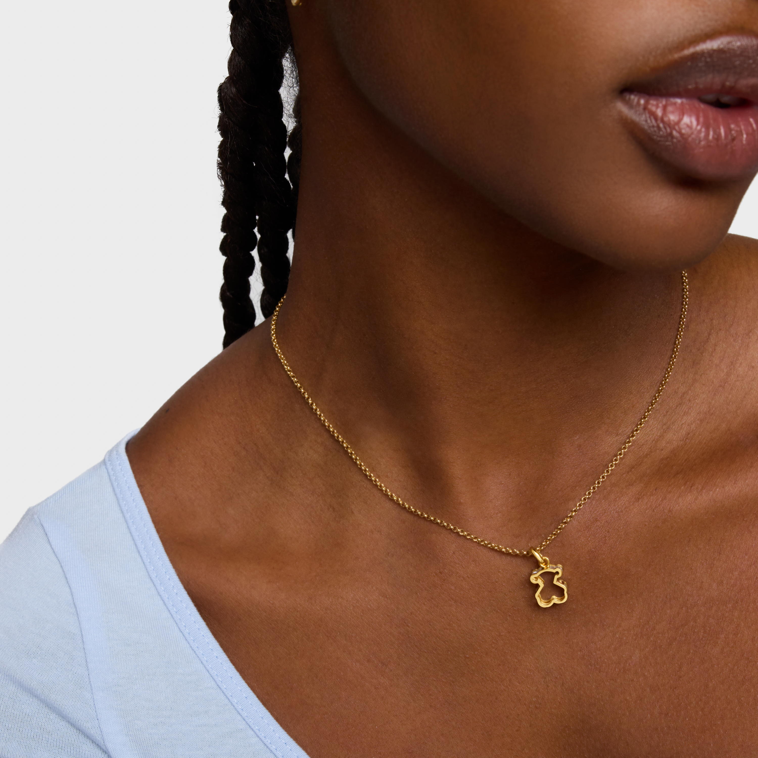 Pendant with 18K gold vermeil and white acrylic glass Galaxy
