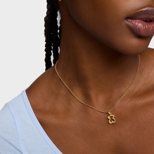 Colgante con baño de oro 18 kt sobre plata y metacrilato blanco Galaxy