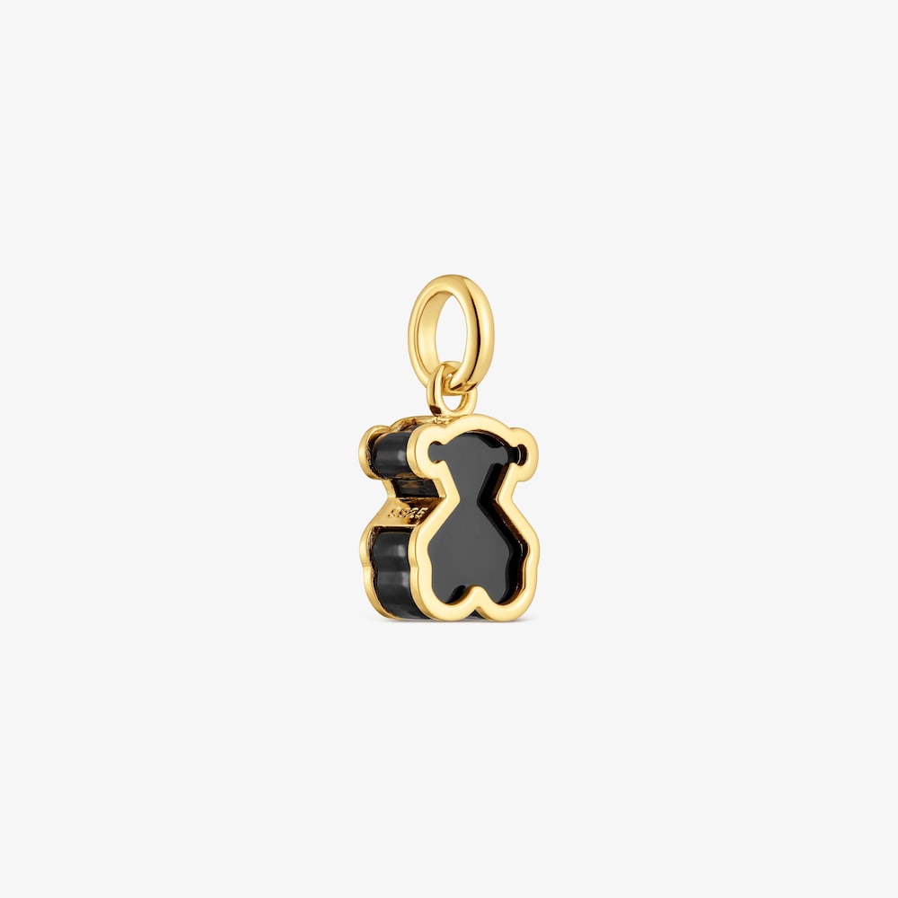 Colgante con ba&ntilde;o de oro 18 kt sobre plata y metacrilato negro Galaxy