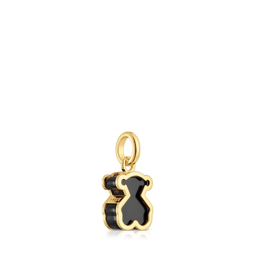 Colgante con baño de oro 18 kt sobre plata y metacrilato negro Galaxy