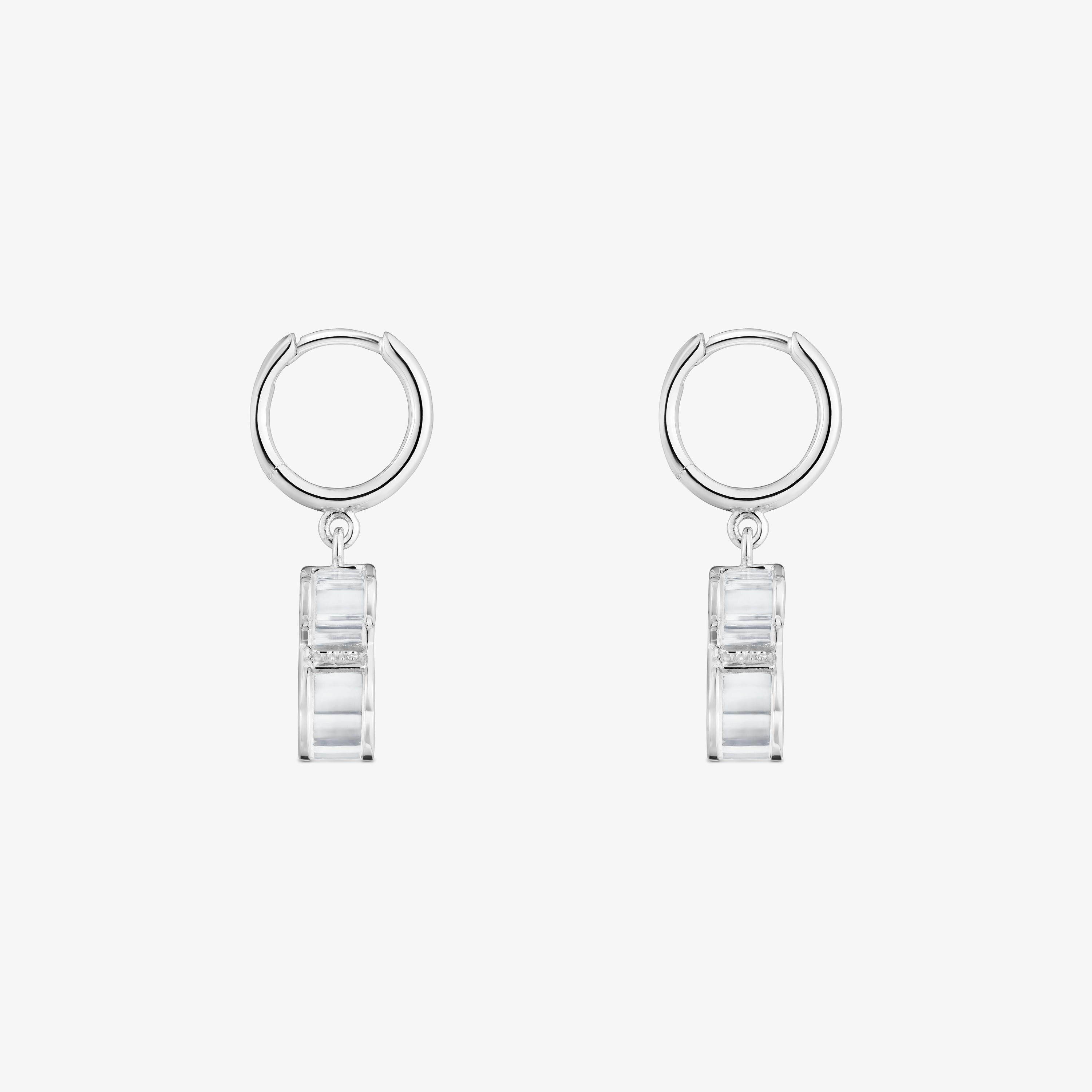 Silver and white acrylic glass Hoop earrings Galaxy