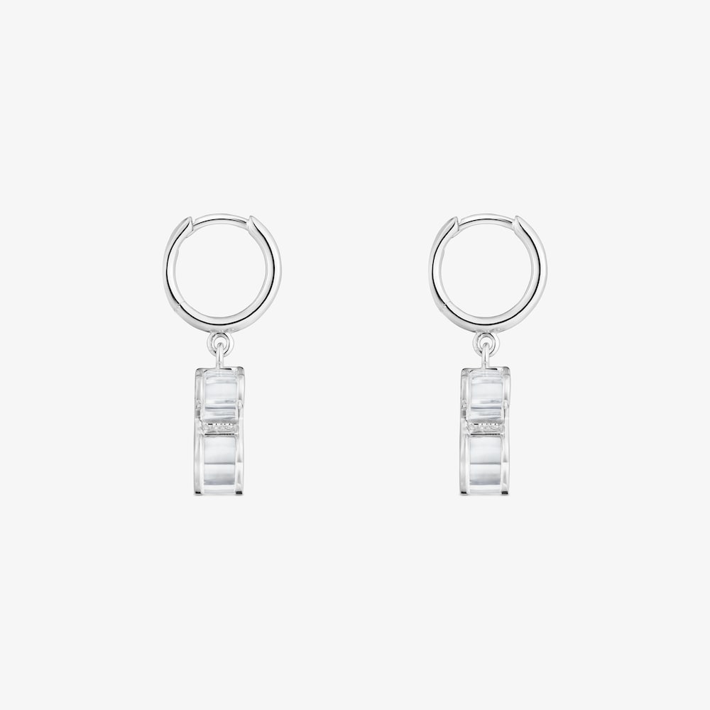 Kolczyki kreolki ze srebra i białego szkła akrylowego Galaxy