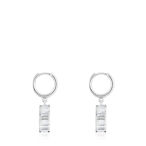 Pendientes aro de plata y metacrilato blanco Galaxy