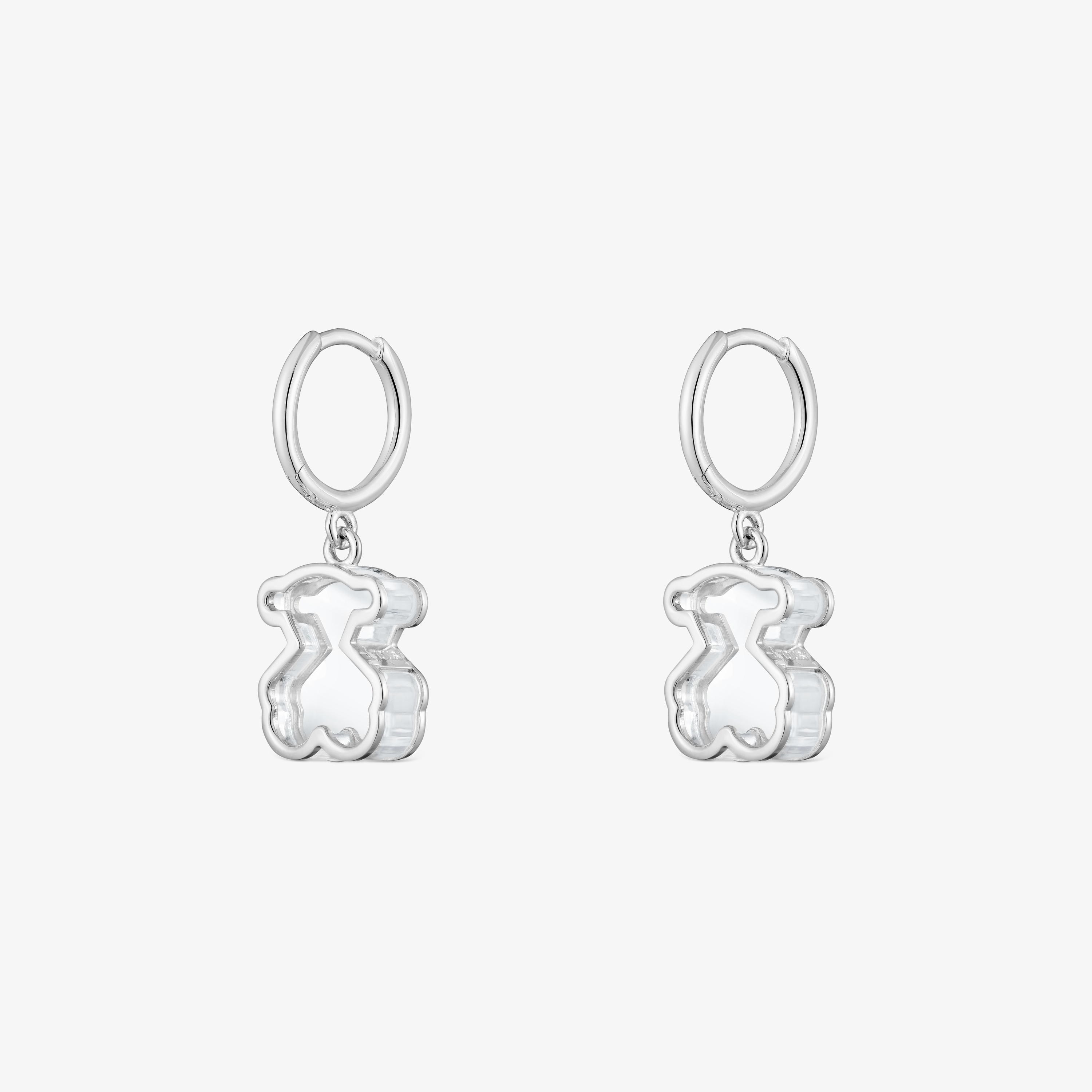Silver and white acrylic glass Hoop earrings Galaxy