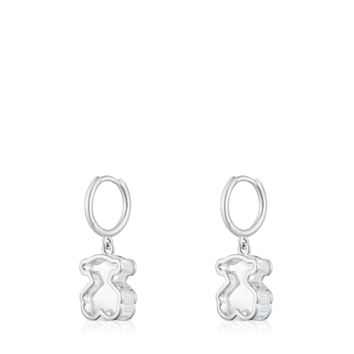 Pendientes aro de plata y metacrilato blanco Galaxy