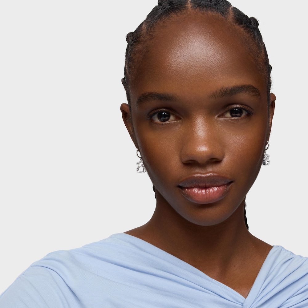 Kolczyki kreolki ze srebra i białego szkła akrylowego Galaxy