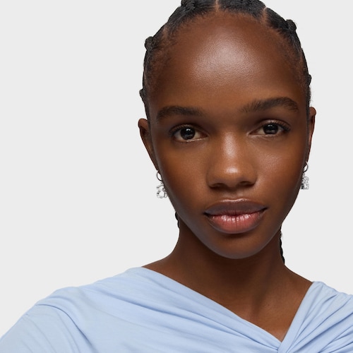 Pendientes aro de plata y metacrilato blanco Galaxy