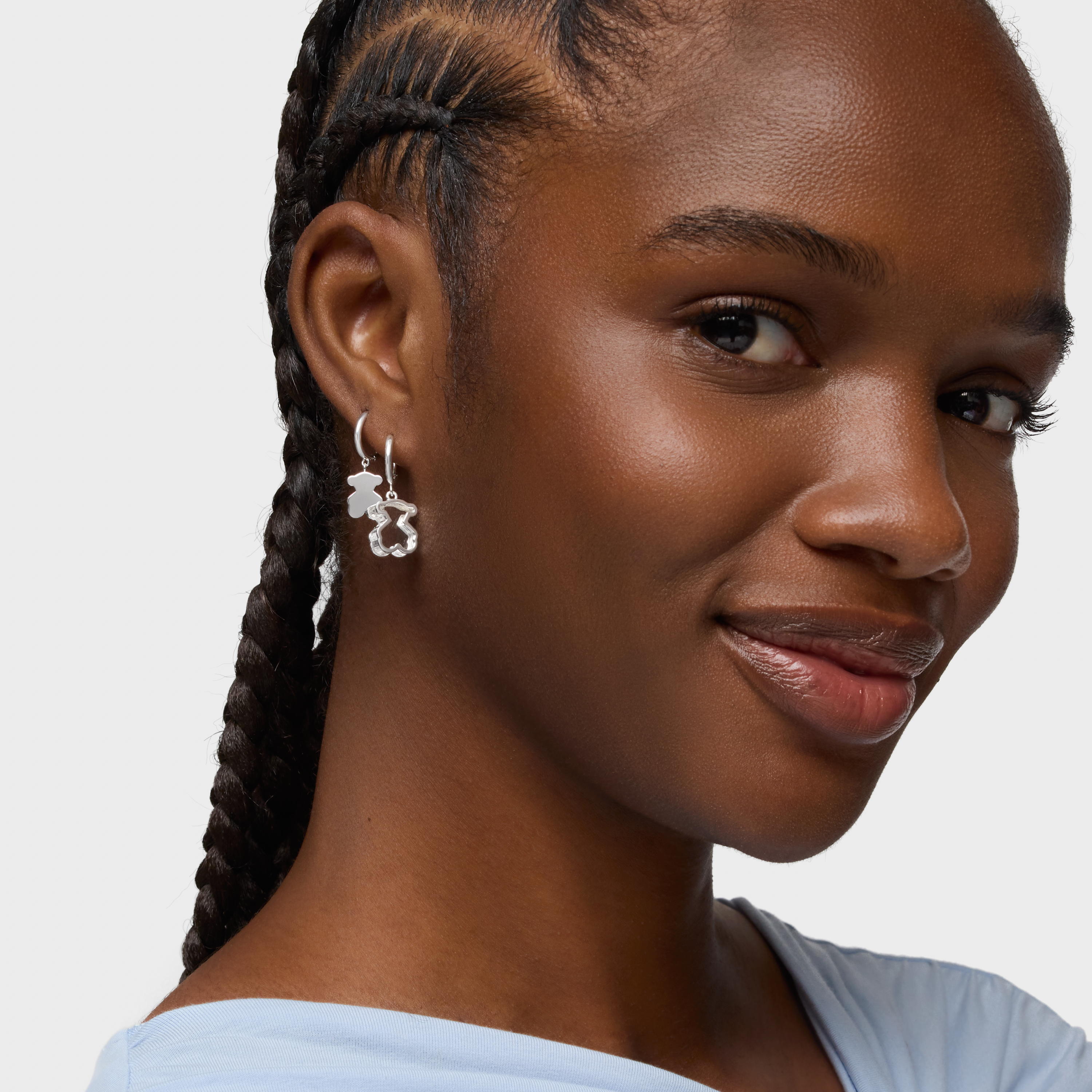 Silver and white acrylic glass Hoop earrings Galaxy