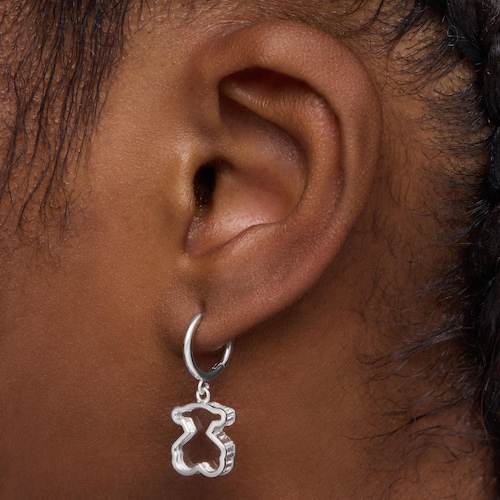 Pendientes aro de plata y metacrilato blanco Galaxy