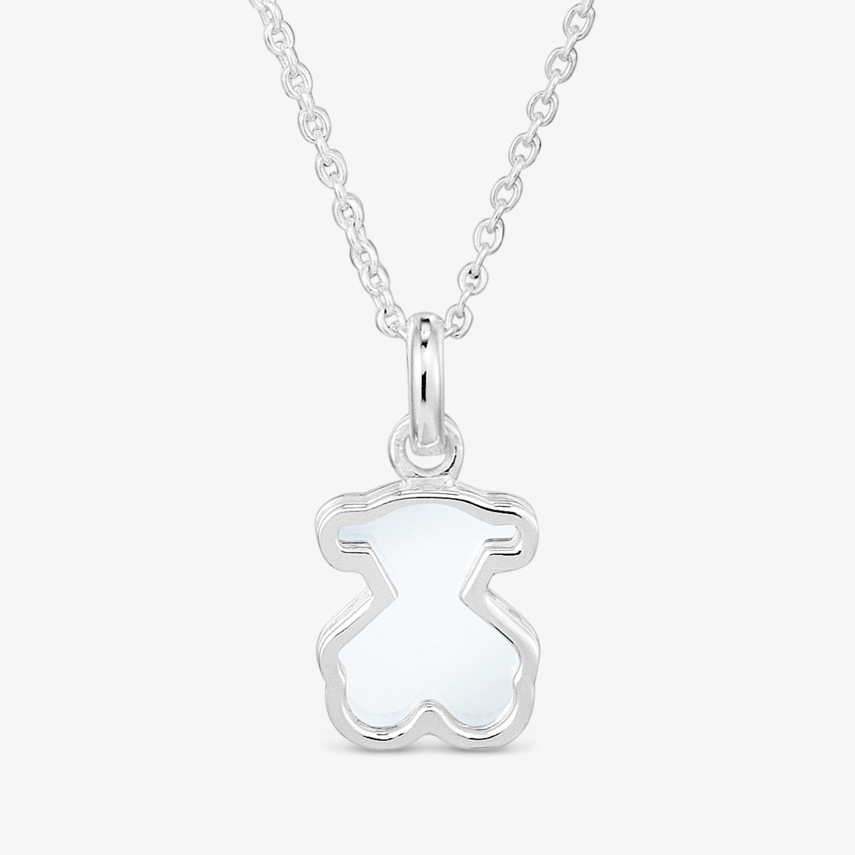 Short silver and white acrylic glass Necklace Galaxy | TOUS
