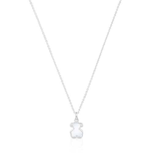 Collar corto de plata y metacrilato blanco Galaxy