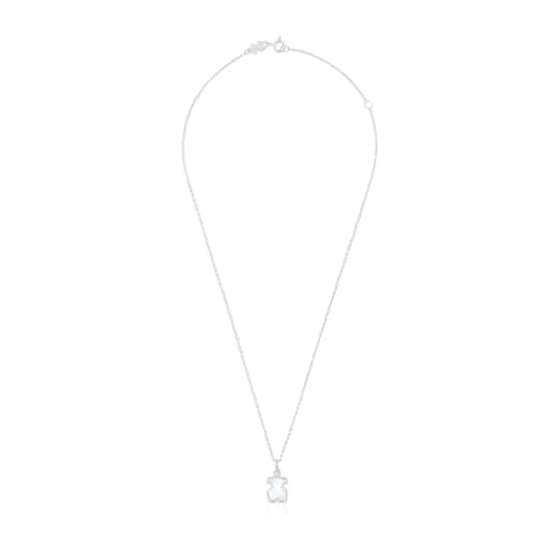 Collar corto de plata y metacrilato blanco Galaxy