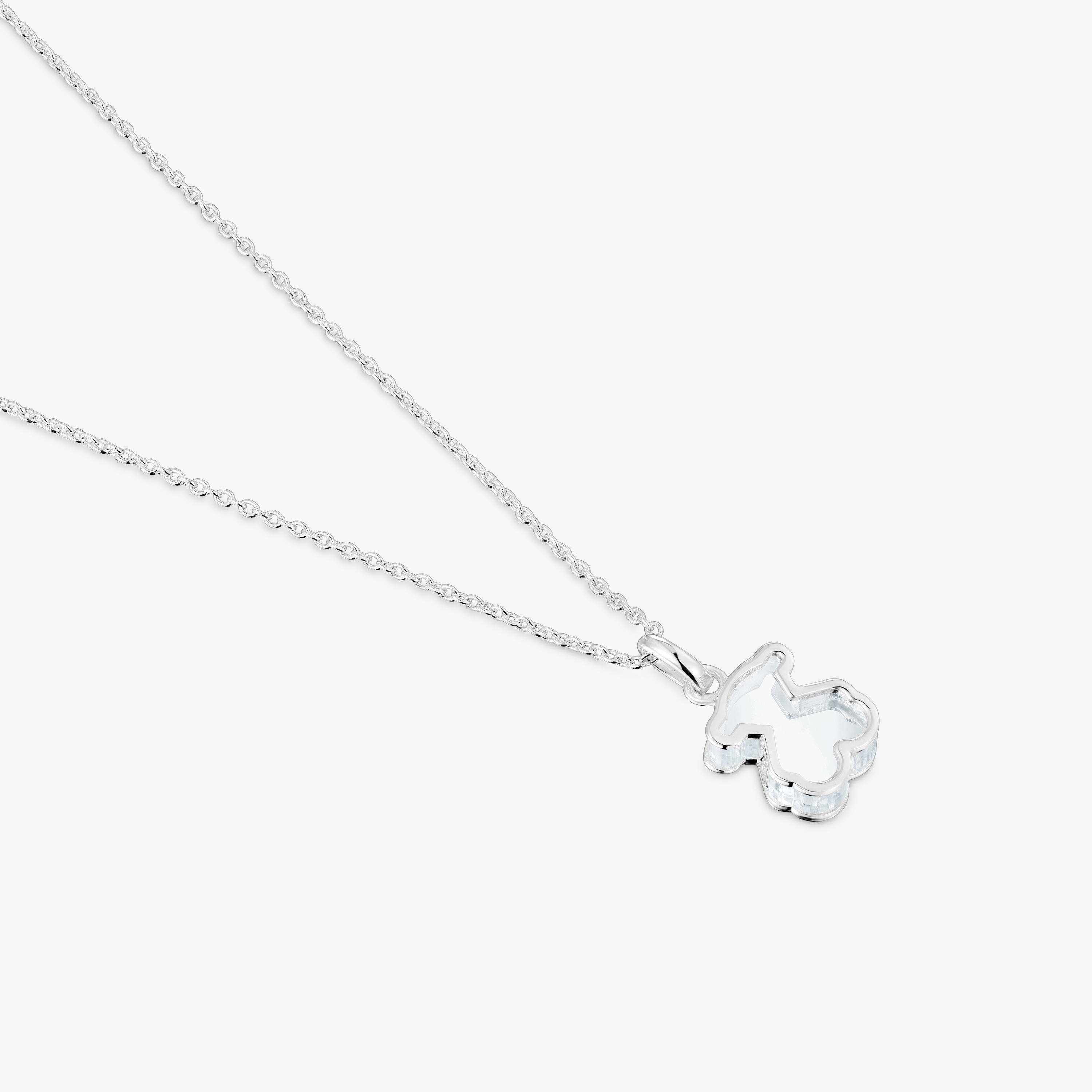 Short silver and white acrylic glass Necklace Galaxy