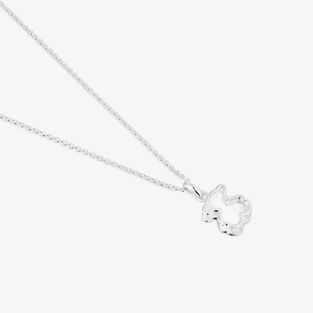 Kr&aacute;tk&yacute; stř&iacute;brn&yacute; N&aacute;hrdeln&iacute;k s&nbsp;b&iacute;l&yacute;m akrylov&yacute;m sklem Galaxy