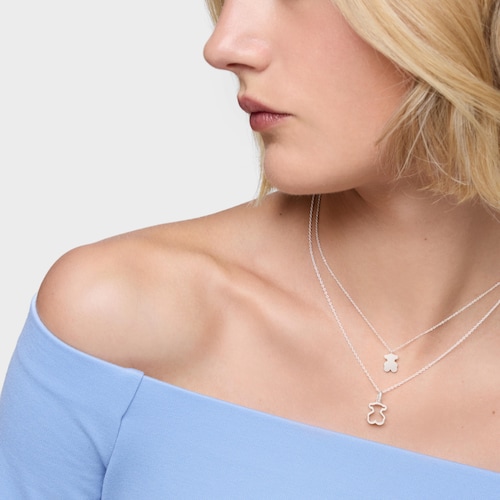 Collar corto de plata y metacrilato blanco Galaxy