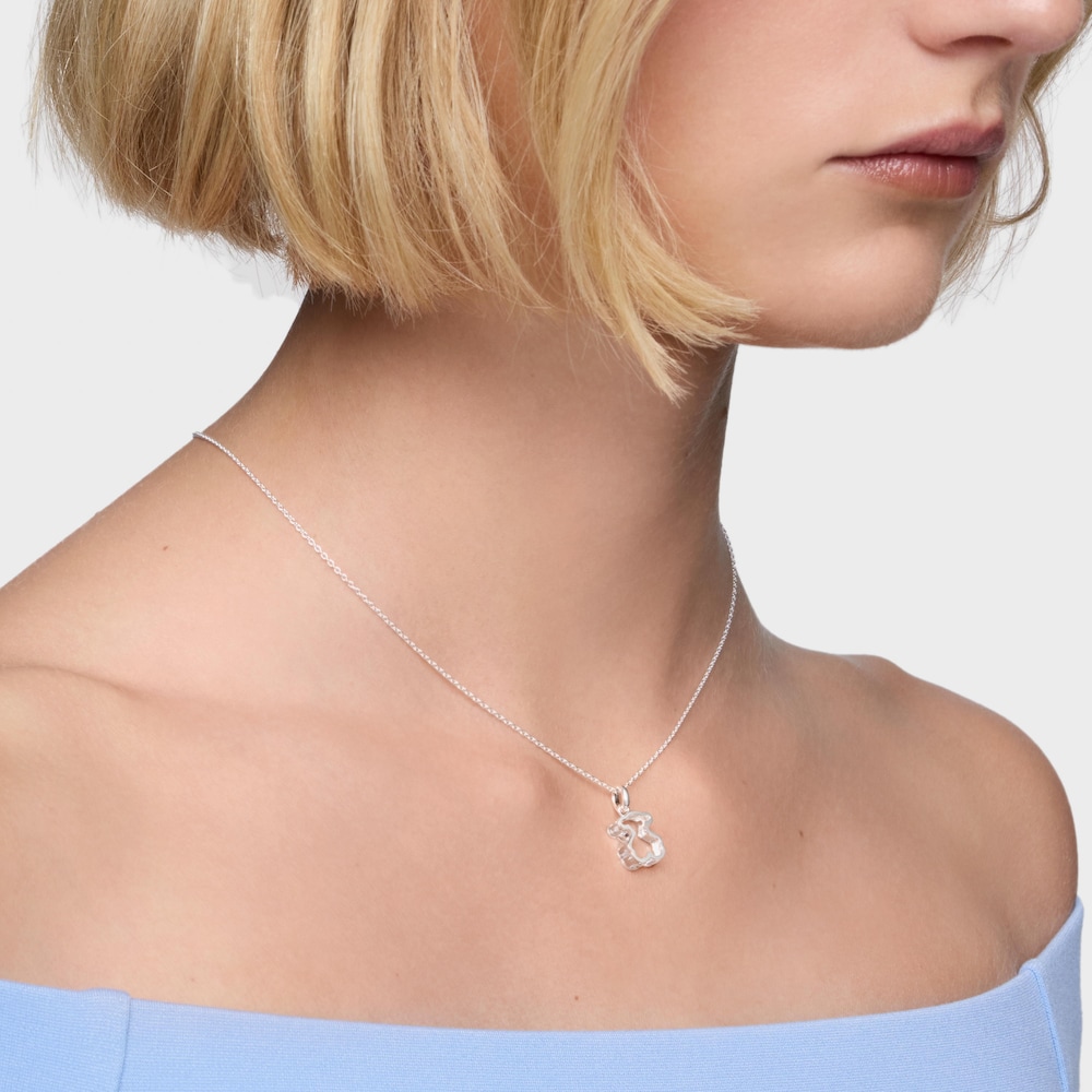 Kr&aacute;tk&yacute; stř&iacute;brn&yacute; N&aacute;hrdeln&iacute;k s&nbsp;b&iacute;l&yacute;m akrylov&yacute;m sklem Galaxy