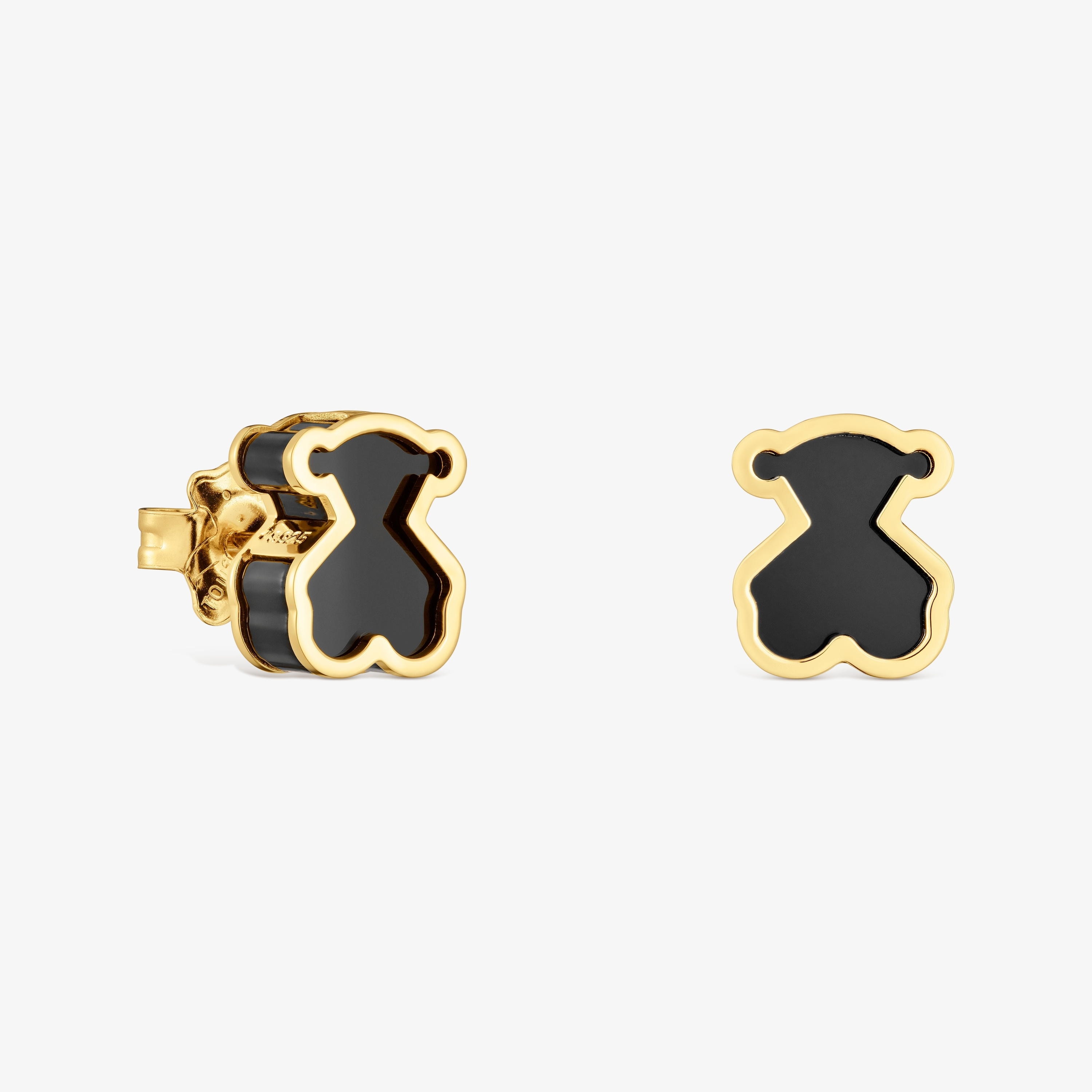 Earrings with 18K gold vermeil and black acrylic glass Galaxy