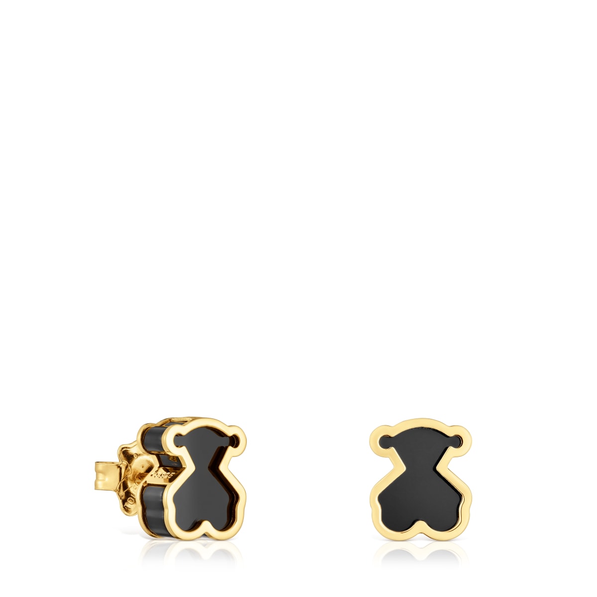 Tous - Pendientes Con Baño De Oro 18 Kt Sobre Plata Y Metacrilato Negro Galaxy - Dorado