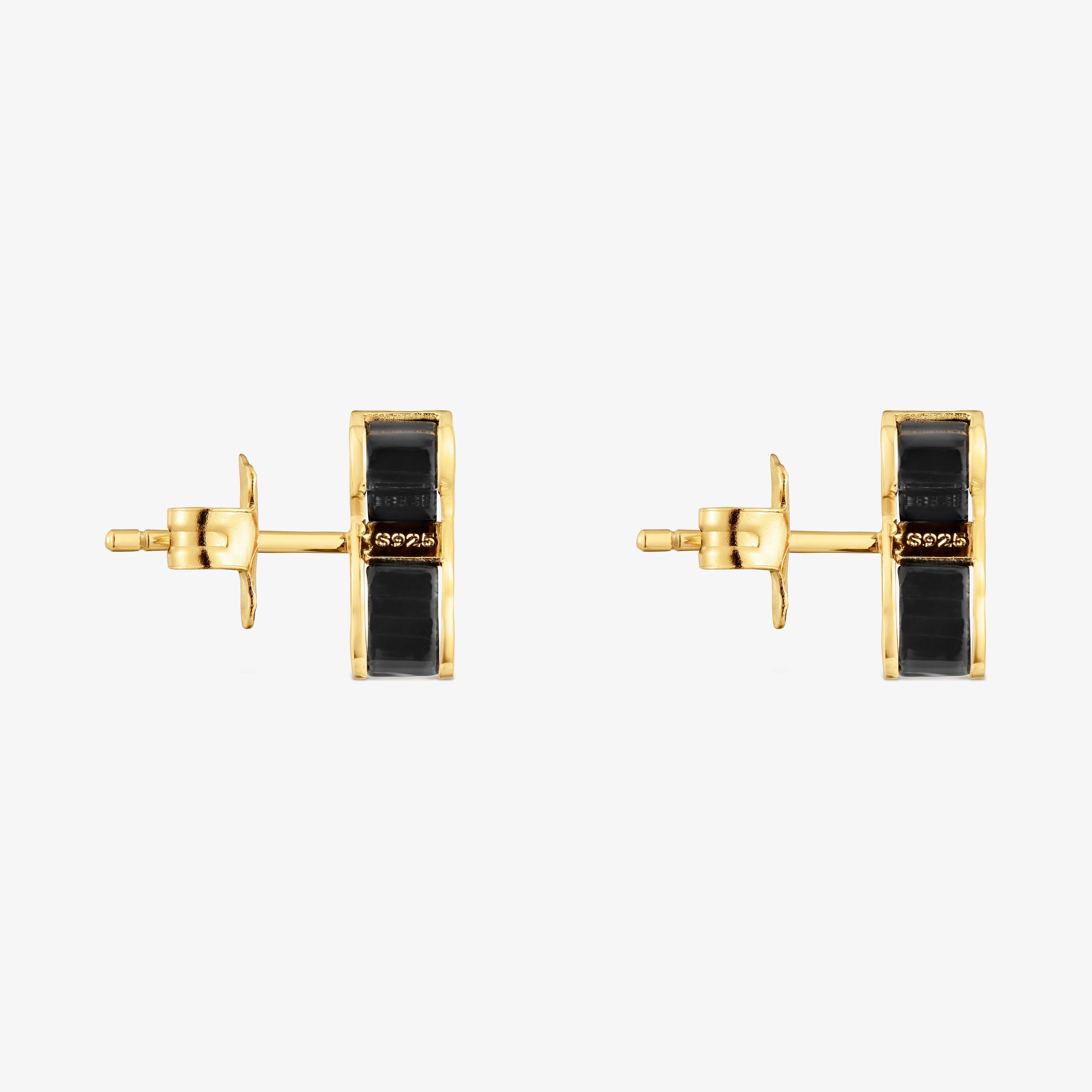 Earrings with 18K gold vermeil and black acrylic glass Galaxy