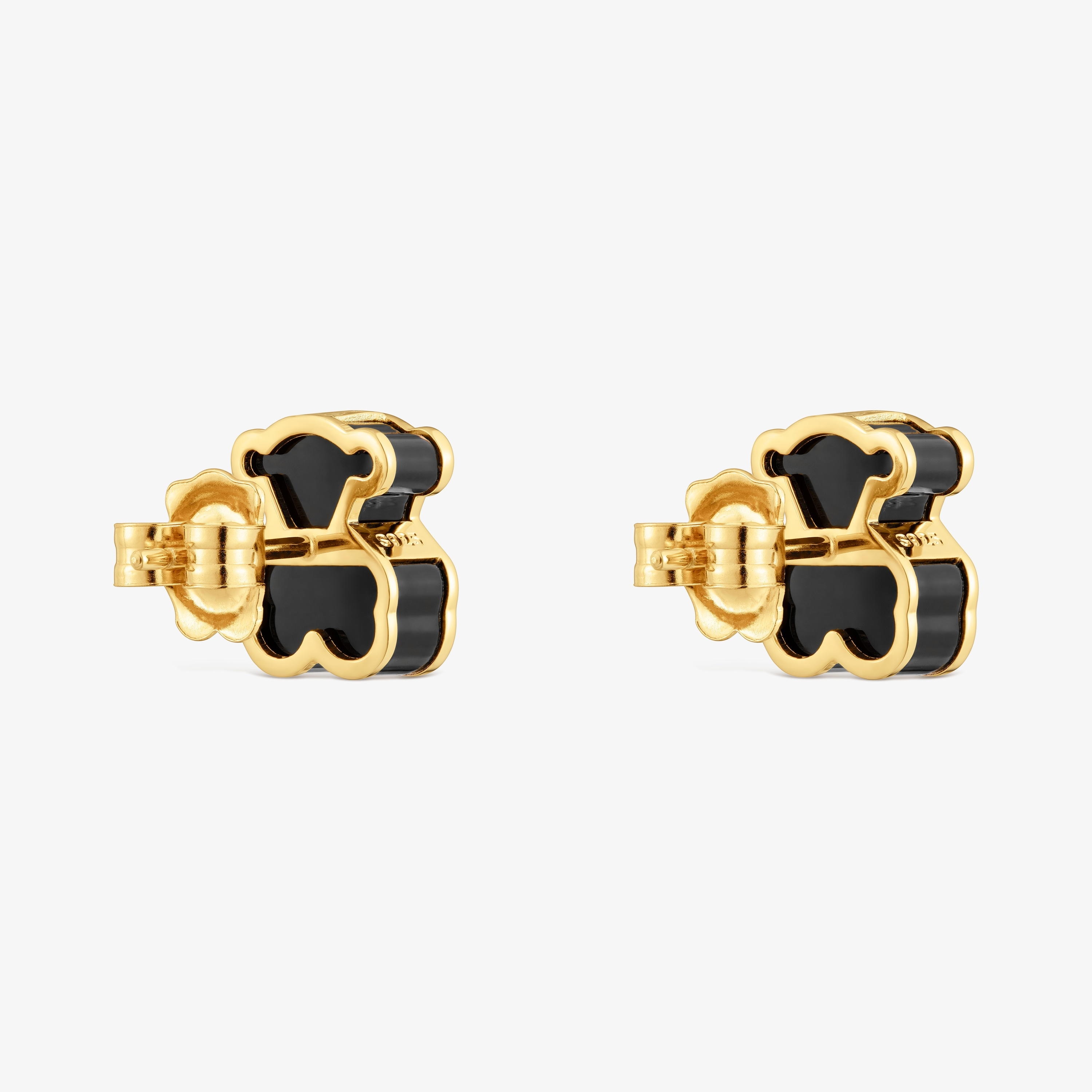 Earrings with 18K gold vermeil and black acrylic glass Galaxy