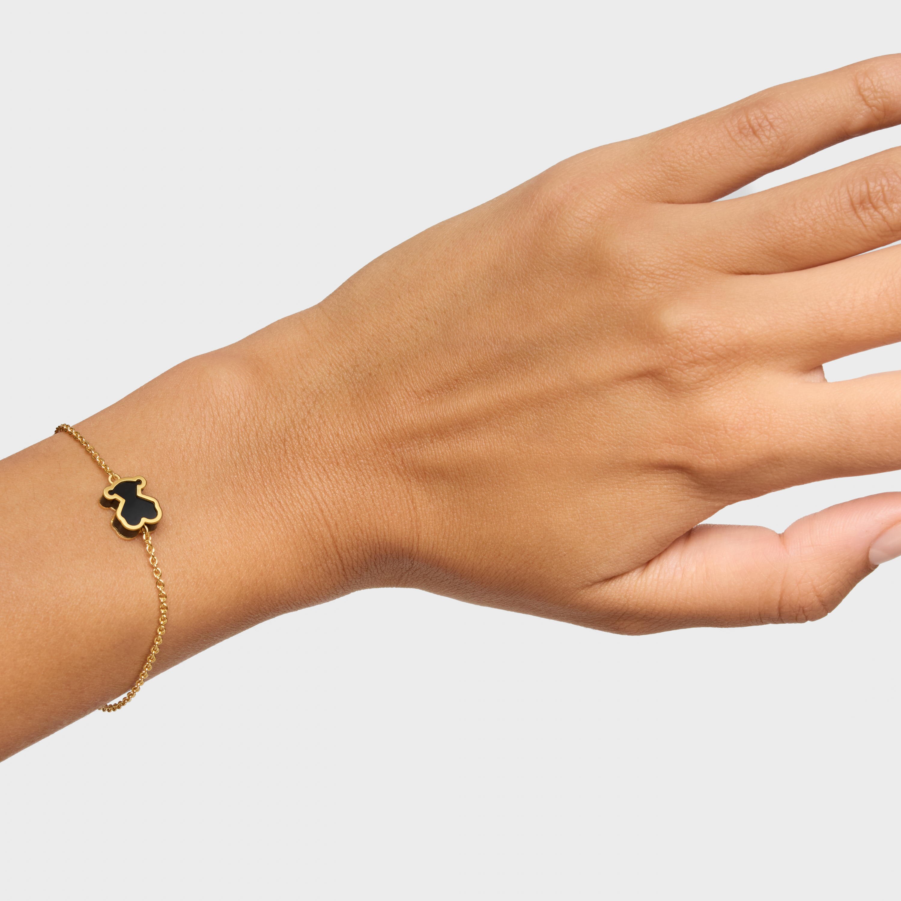 Bracelet with 18K gold vermeil and black acrylic glass Galaxy