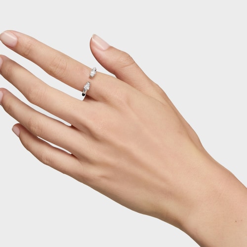 Anillo abierto de platino, acero negro y diamantes creados en laboratorio TOUS Mesh LGD