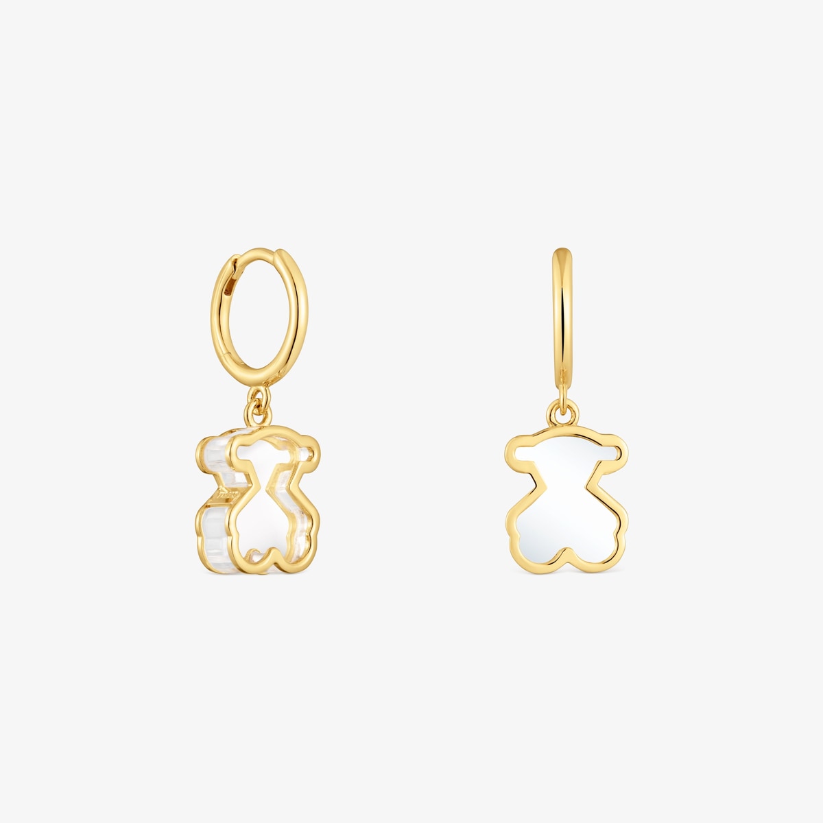 Tous - Pendientes De Aro Con Baño De Oro 18 Kt Sobre Plata Y Metacrilato Blanco Galaxy - Transparente