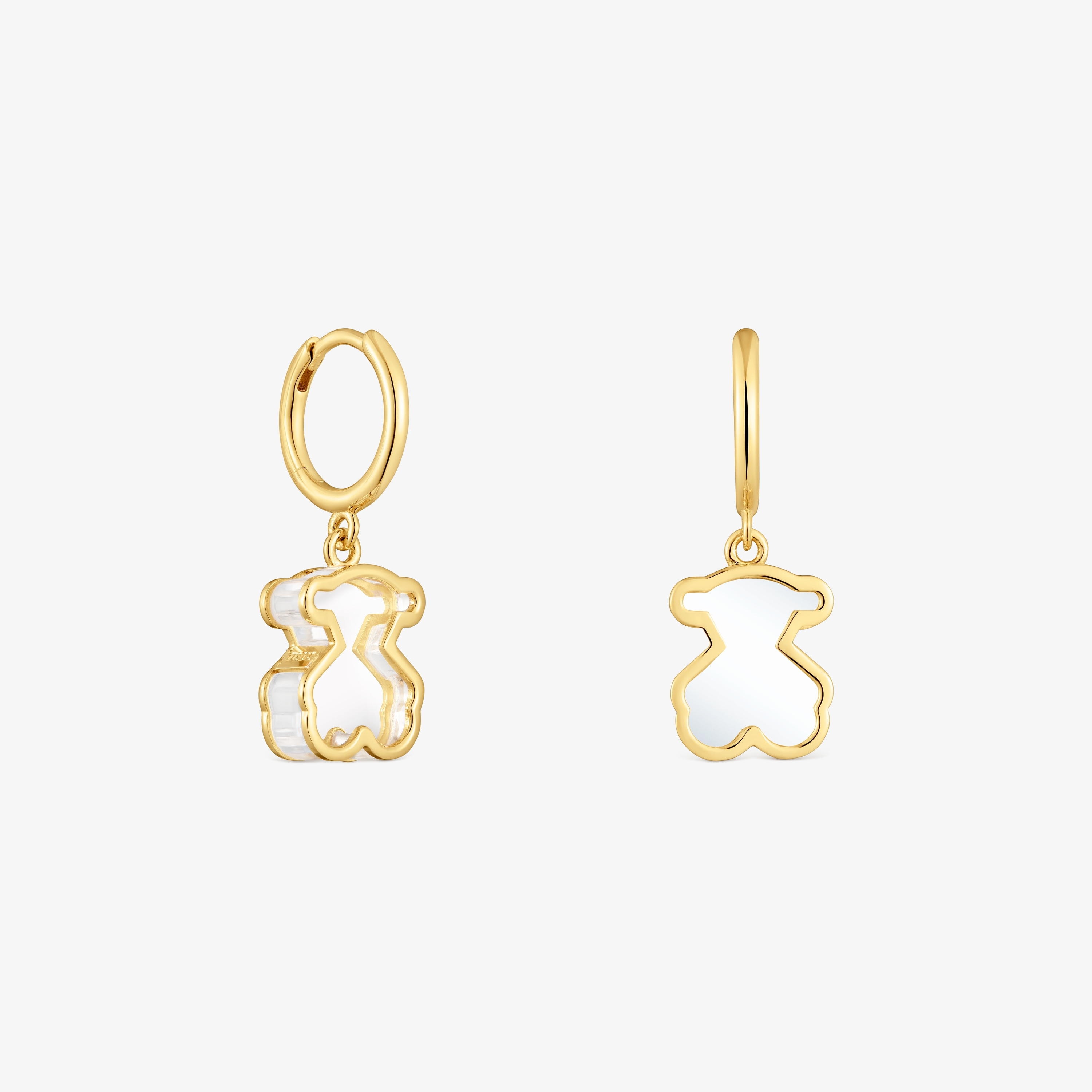 Hoop earrings with 18K gold vermeil and white acrylic glass Galaxy